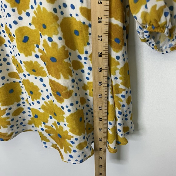 Anthropologie Buttercup Puff Sleeve Dress Women's Size Large Yellow Floral - Picture 8 of 9
